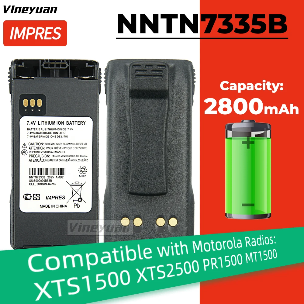 

NNTN7335B IMPRES Battery for Motorola XTS1500 XTS2500 PR1500 MT1500 Two Way Radios Replacement Li-ion Battery(2800mAh)