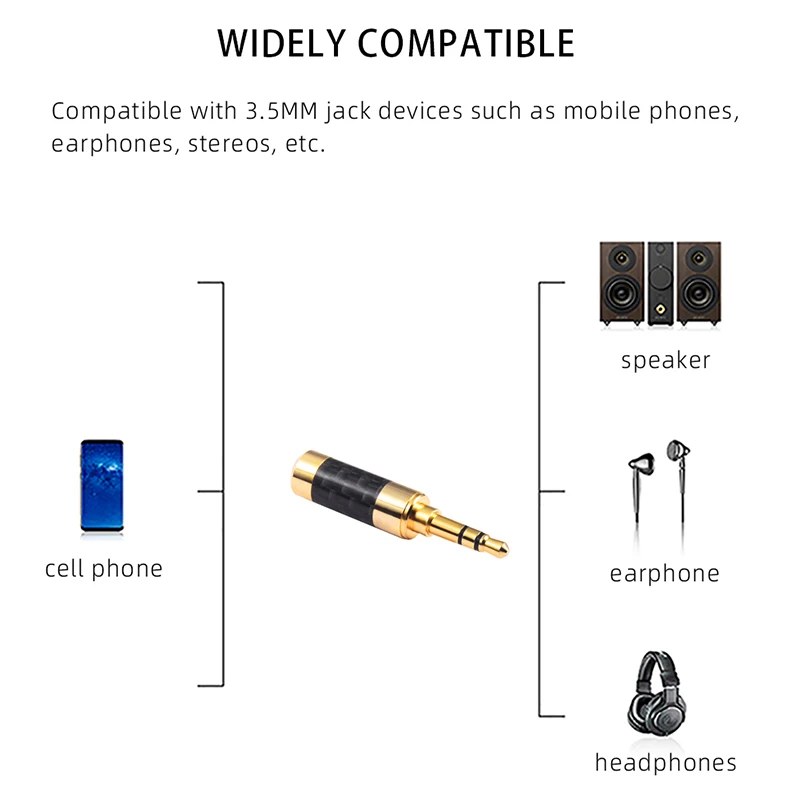 Enchufe macho estéreo de 3 polos de 3,5mm, Conector de Audio de cobre puro chapado en oro 3,5, adaptador de soldadura DIY para Cable de 4mm y 6mm