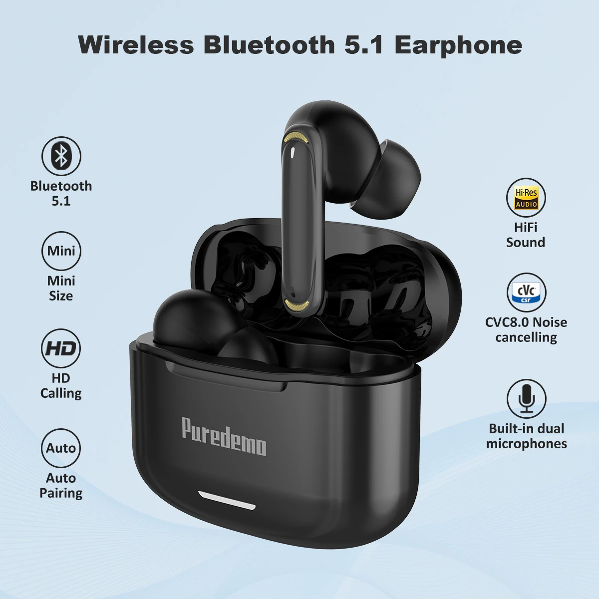 Bluetooth Wireless Headphones Deep Bass TWS Earphones Noise Canceling Sports Waterproof Earbuds HD Call Headsets With Microphone