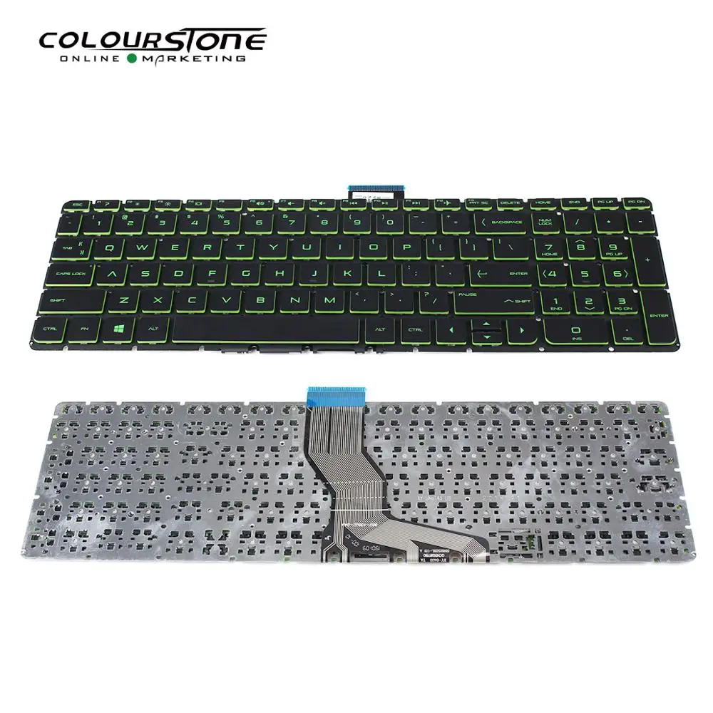 Keybard-teclado para portátil con letras verdes 15-ab 15-BC, Original de EE. UU., teclado interno, novedad