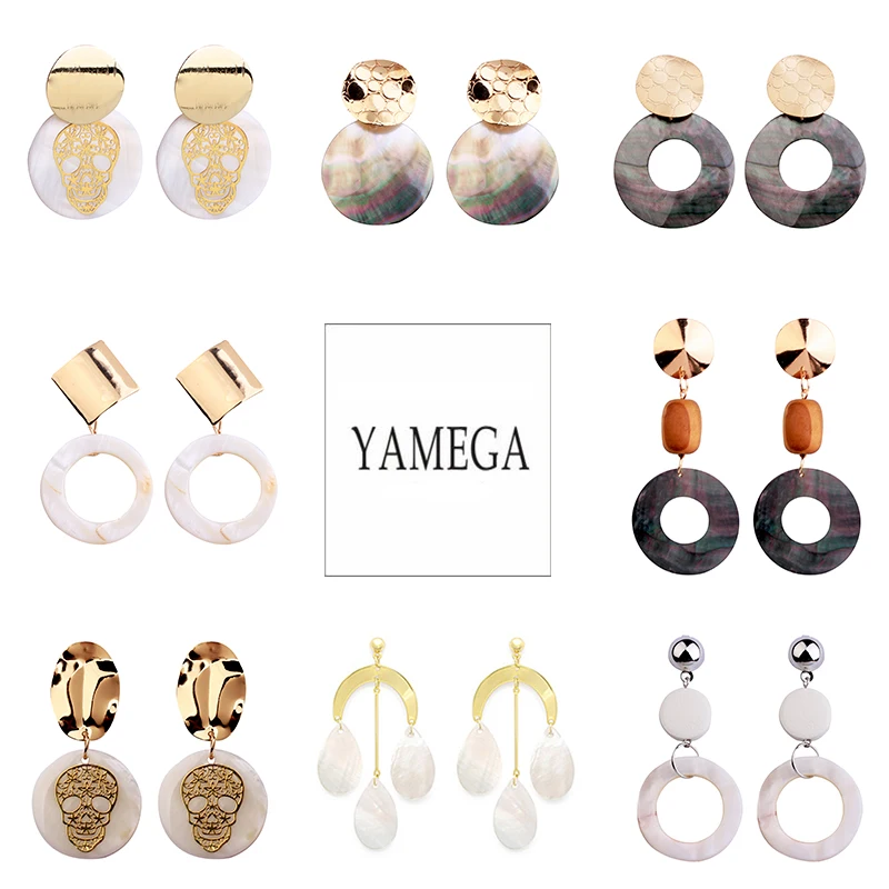 YAMEGA Handmade Korean Natural Shell Earrings Skull Long Drop Earrings Unique Tortoiseshell Earrings For Women Gifts New Arrival