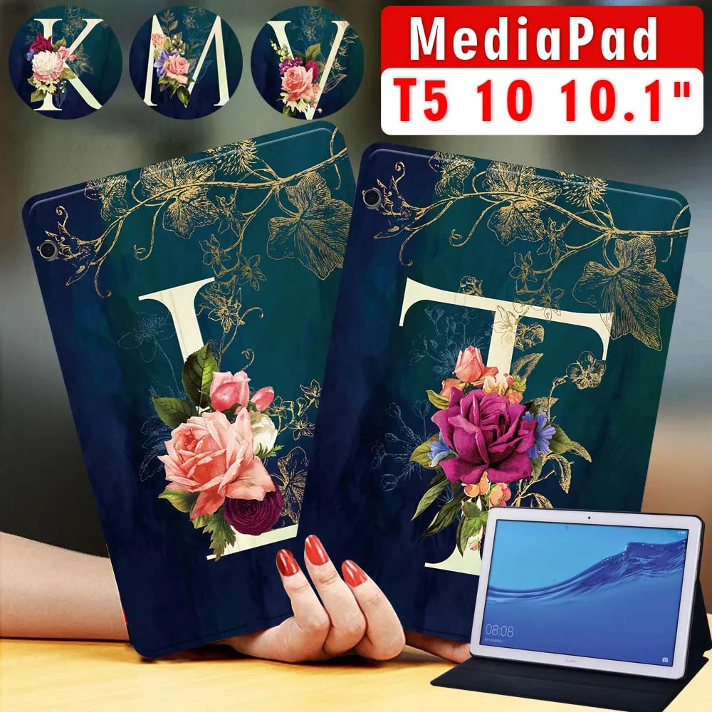 

Tablet Case for Huawei MediaPad T5 10 10.1 Inch Tablet Adjustable Folding Stand Cover Case + Free Stylus