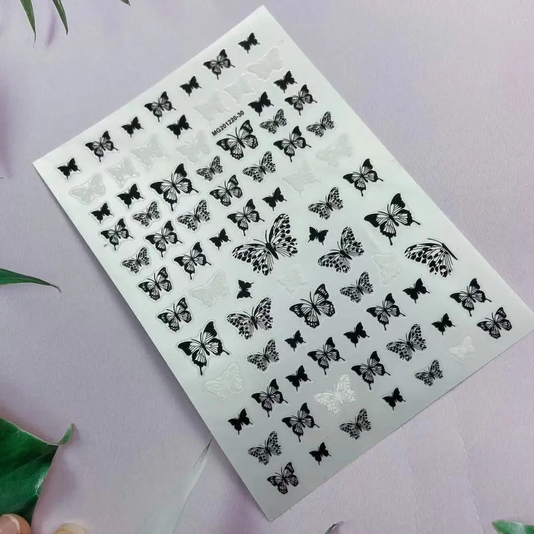 Fashion New Arrival Hot Selling 3d DIY Nail Stickers Nail Art Butterflies Paper Stickers Nail Decals Tip Ornament Manicure Art