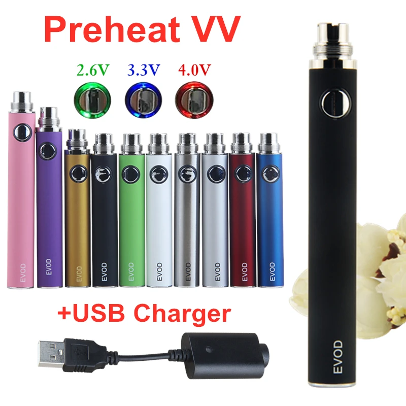 Evod-Batería de voltaje Variable ajustable + cargador USB, cigarrillo electrónico de 510 hilos para CE4, CE5, t3s, atomizadores, Kit de bolígrafo de