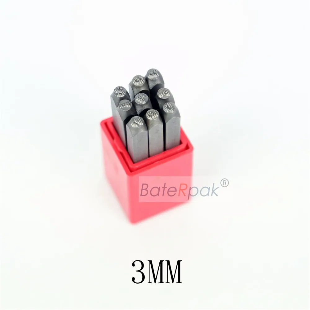 Numbers 3/4/5mm Dotted steel seal,BateRpak car chassis number stamp puncher Steel word punch stamp/matrix dot stamp,9pcs/box