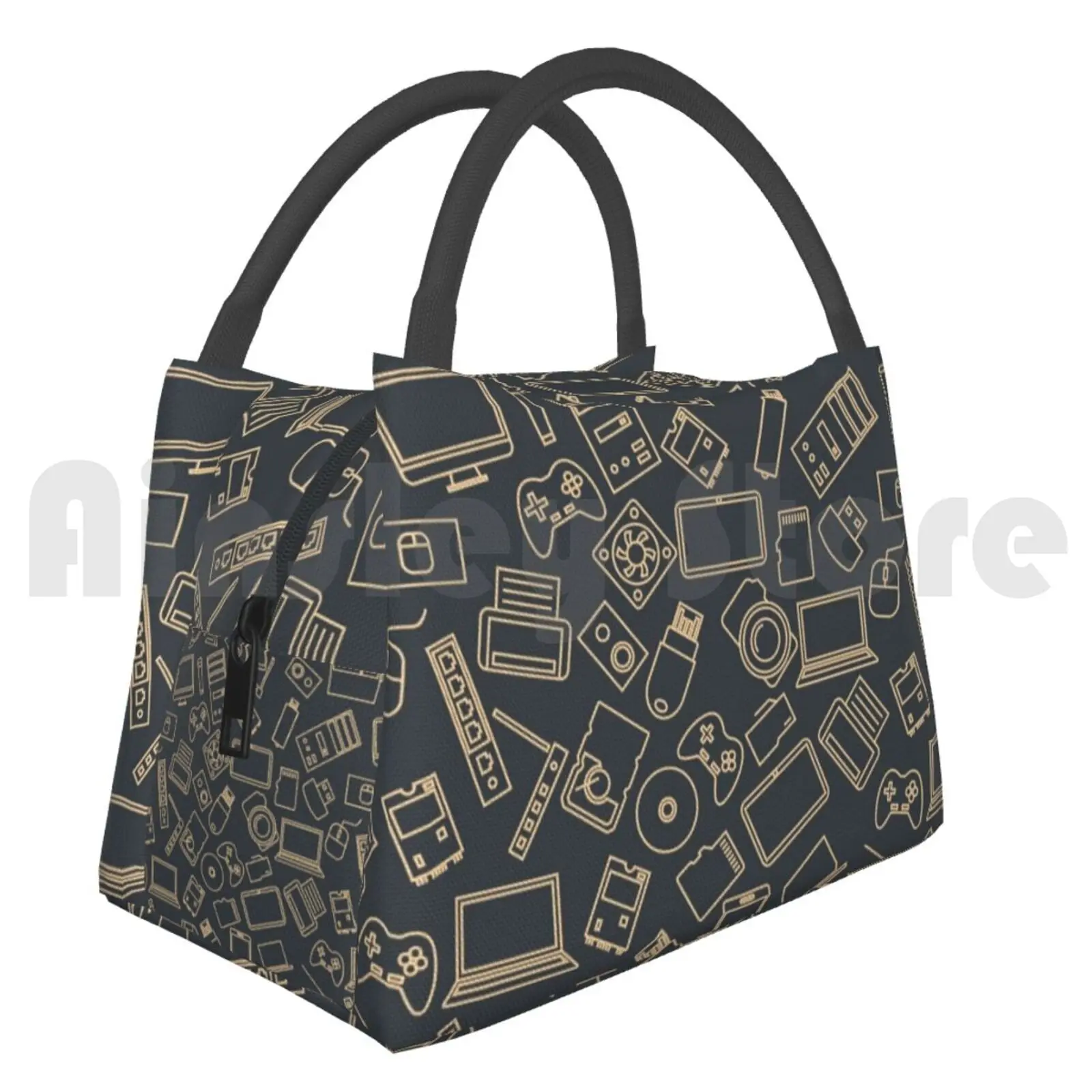 Portable Insulation Bag Video Games Pattern | Gaming Console Computer Play Gamer Gaming Multiplayer Console