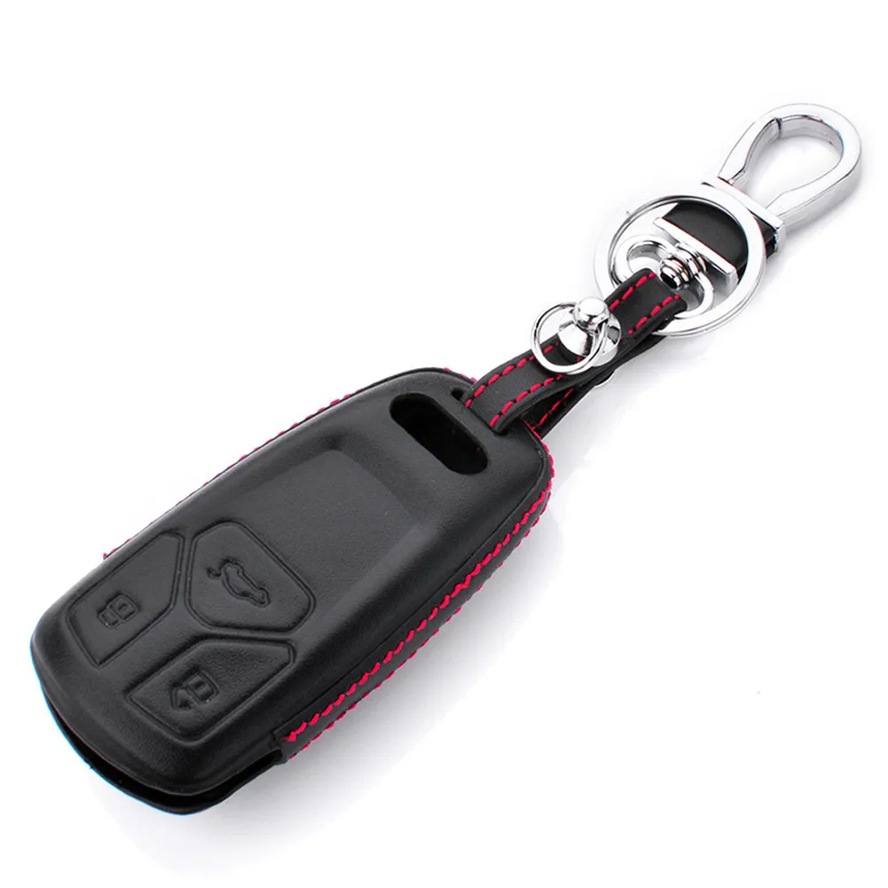 Preto chave do carro protetor fob caso capa titular com chaveiro para audi a4 a5 s5 q5 q7 tt 2017-2019 sq5 2018