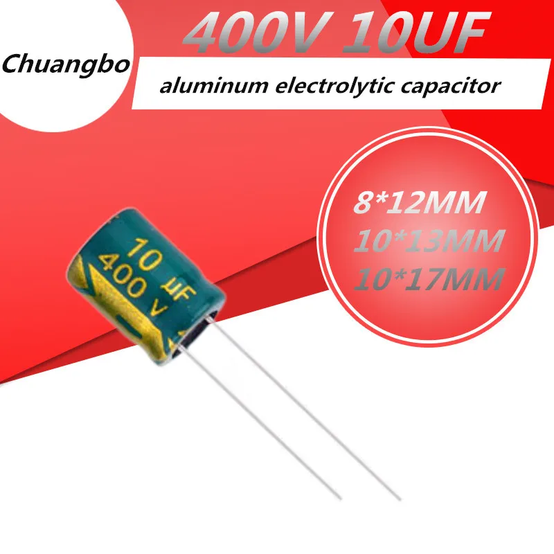 10pcs/lo 400 v10uf wysokiej jakości 400V 10UF niski ESR/impedancja aluminiowy kondensator elektrolityczny wysokiej częstotliwości 8*12MM 10*13MM 10*17M