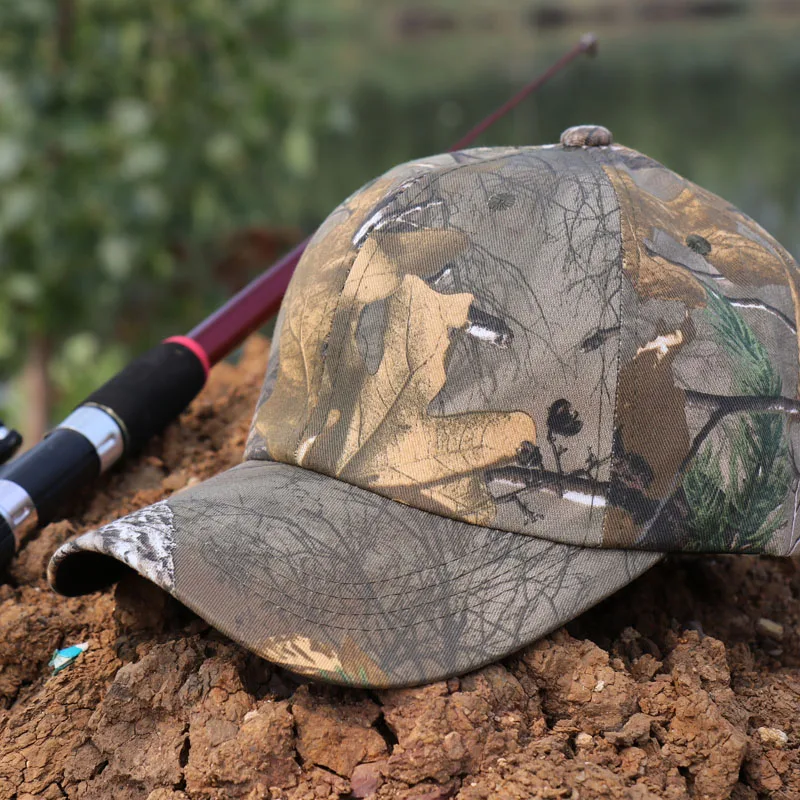 Outdoor Fishing Hunting Sun Shade Cap Bird Watching Photography Hunting Caps Reed Bionic Camouflage Baseball Hat Cotton