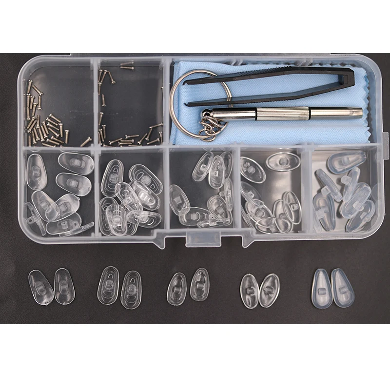 Silicone Nose Pads Eyeglasses Sunglasses Screws For Glasses Optical Repair Kit New Nuts Nose Pad Repair Tool Parts