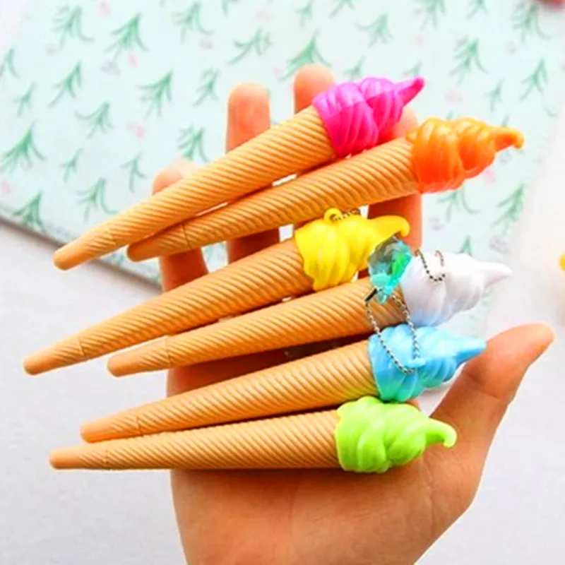 1 Pcs Creative Cartoon Colorful Ice Cream shape Gel Pen For Writing Kawaii Student Kids Gifts School Office Accessories Supplies