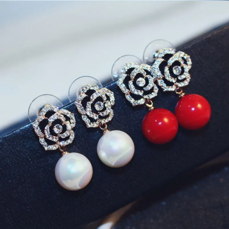 

Flowers Pearls Luxury Famous Brand Boucles d'oreille Jewelry Earrings For Women Fancy Earring