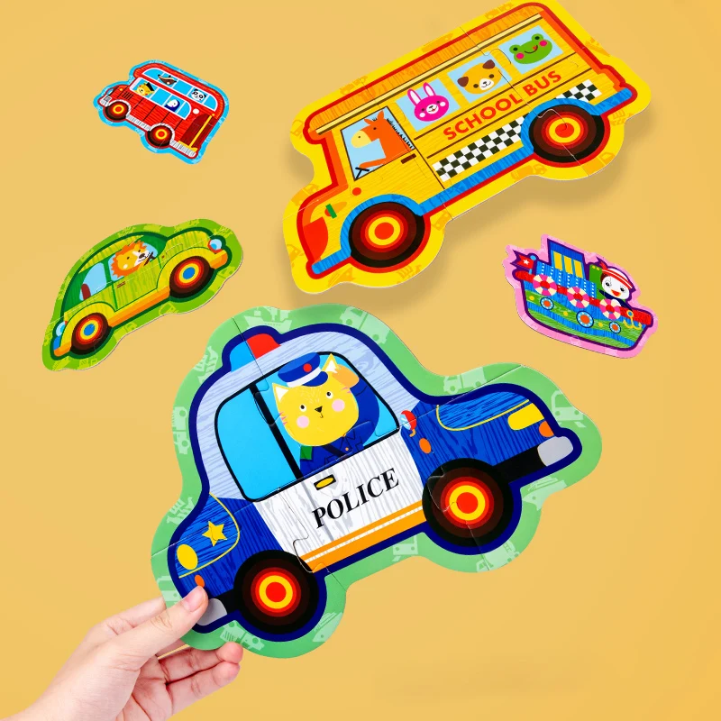 Children's wooden large matching cartoon puzzle puzzle animal / traffic Cognition early education card puzzle game children's gi