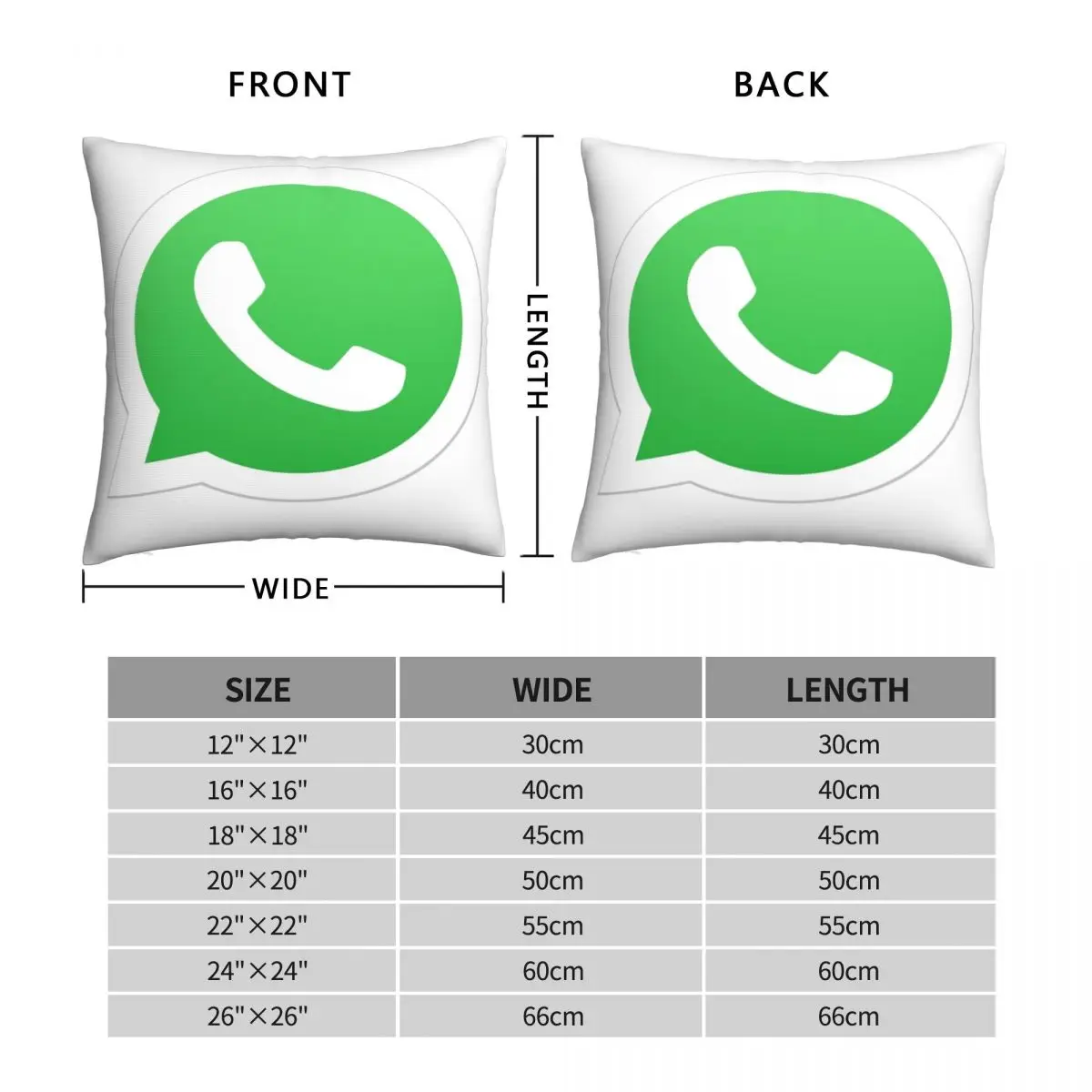 WhatsApp Logo Icon Gift Pillowcase Polyester Linen Velvet Printed Zip Decor Room Cushion Cover