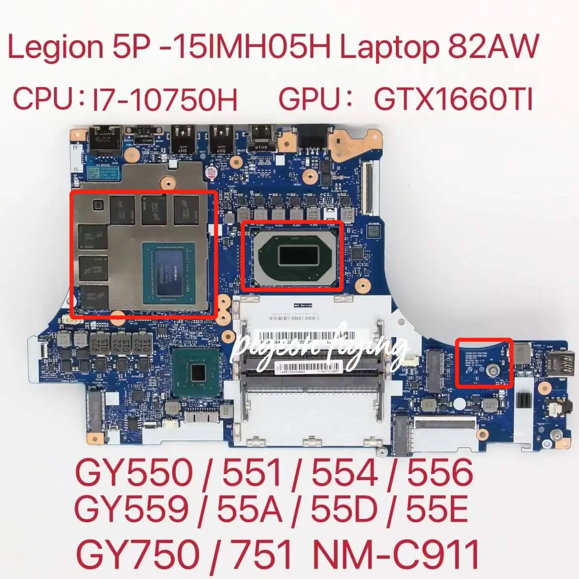 

NM-C911 for Lenovo Legion 5P-15IMH05H Laptop Motherboard CPU: I7-10750H GPU:N18E-G0-A1 GTX1660TI FRU:5B20S44462 5B20S44463