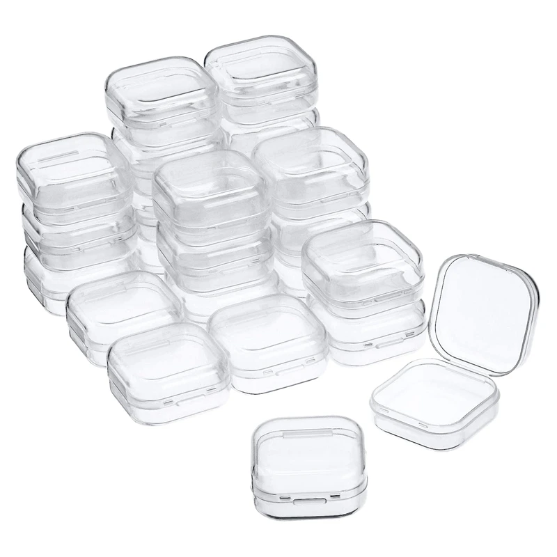 

24Pcs Small Clear Plastic Beads Storage Containers Box with Hinged Lid for Storage of Small Items Crafts Hardware