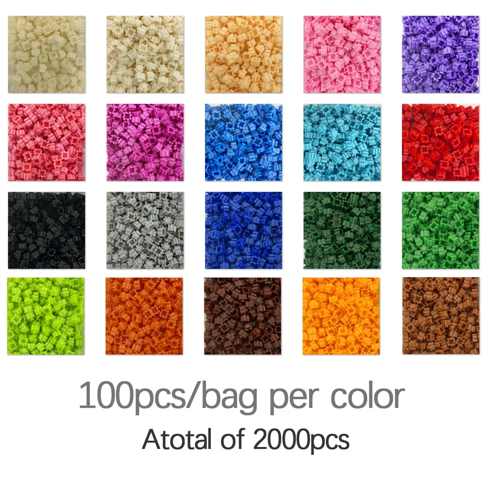 2000 piezas 8x8mm 20 colores 100 piezas/bolsa/diamante bloques de construcción DIY 3D ladrillo pequeño para niños juguete educativo regalos para