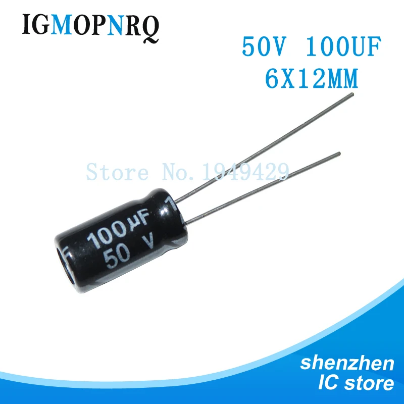 10pcs 50V100UF 6*12mm 100UF 50V 6*12 new aluminum electrolytic capacitor