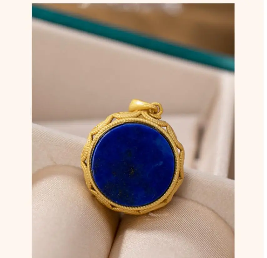 

Lapis Lazuli Hollow Jade Sachet Pendant With Silver Goldplated Sapphire Gawu Box Exquisite Xiangyun Jewelry Necklace Accessories