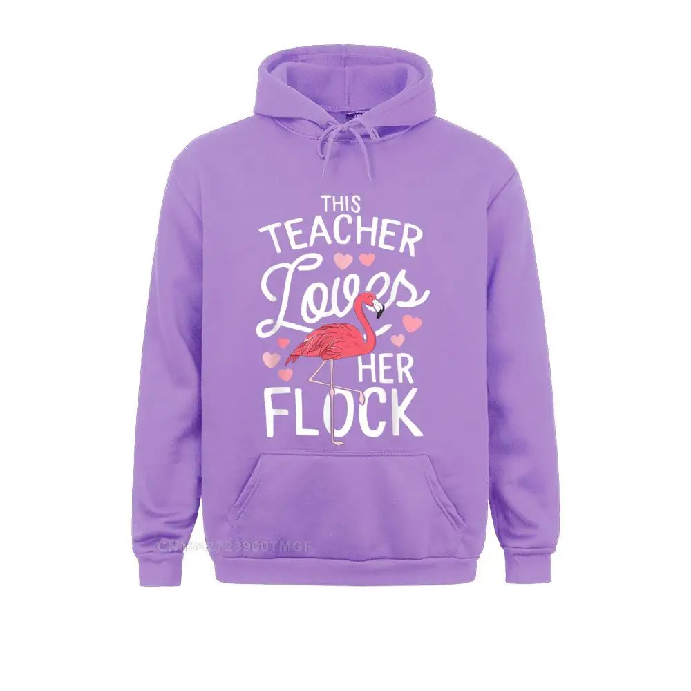 This Teacher Loves Her Flock Flamingo Teacher Class Gift T-Shirt Sweatshirts Long Sleeve Personalized Men Hoodies Clothes Summer