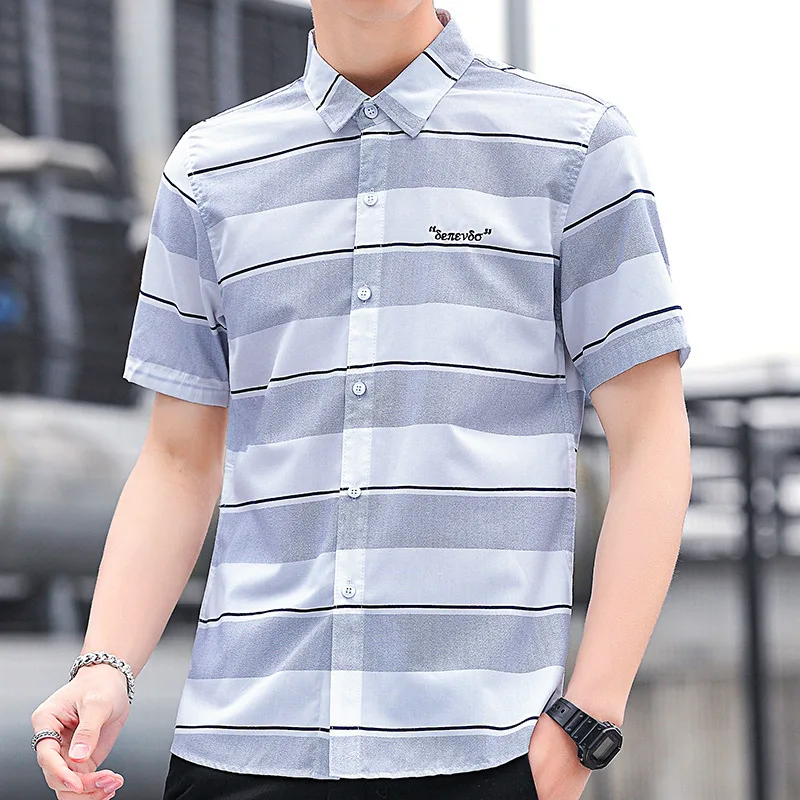 

Men's Fashion Shirts High-end Square Collar Short Sleeve Casual Slim Fit Cotton Cardigan Floral Handsome Trend Comfortable Tops