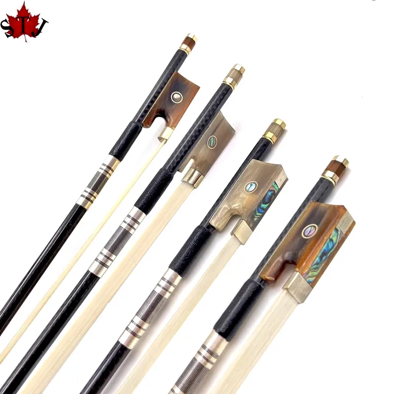 1pcs professional New light  black plaid Grid carbon Fiber Stick violin bow Fiddle Bow,Siberia white horsehair horsetail