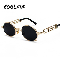 COOLSIR Men Metal Oval Frame Steampunk Gothic Vampire Sunglasses Unique Retro 1980s Sun Glasses Cosplay Styling Oculos De Sol