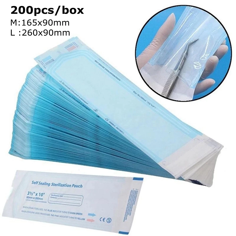 200Pcs/box Disposable Sterilization Pouch Bags Puncture Self-sealing Bag Tattoo Dental Nail Art Accessories Tattoo Tools