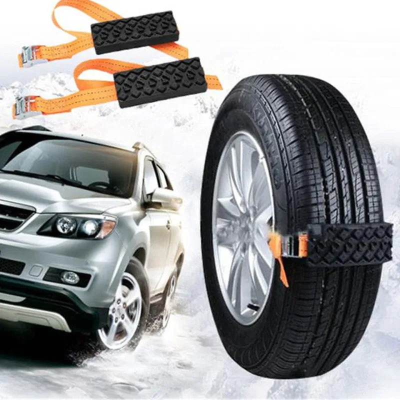 2Pcs Car Snow Chains Anti-Skid Tire Wheel Tyre Chain for ATV Auto Snow Ice Mud Sand Desert Road Safety Outdoor Emergency Chain