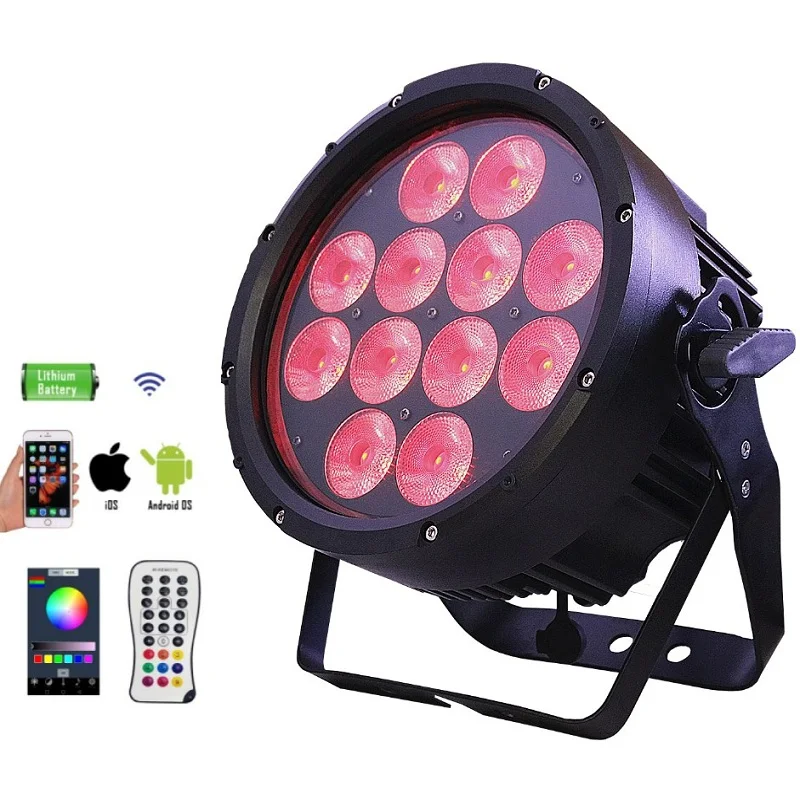 led par ip65 battery 12x18w RGBWA+UV led par dmx battery waterproof party lights disco