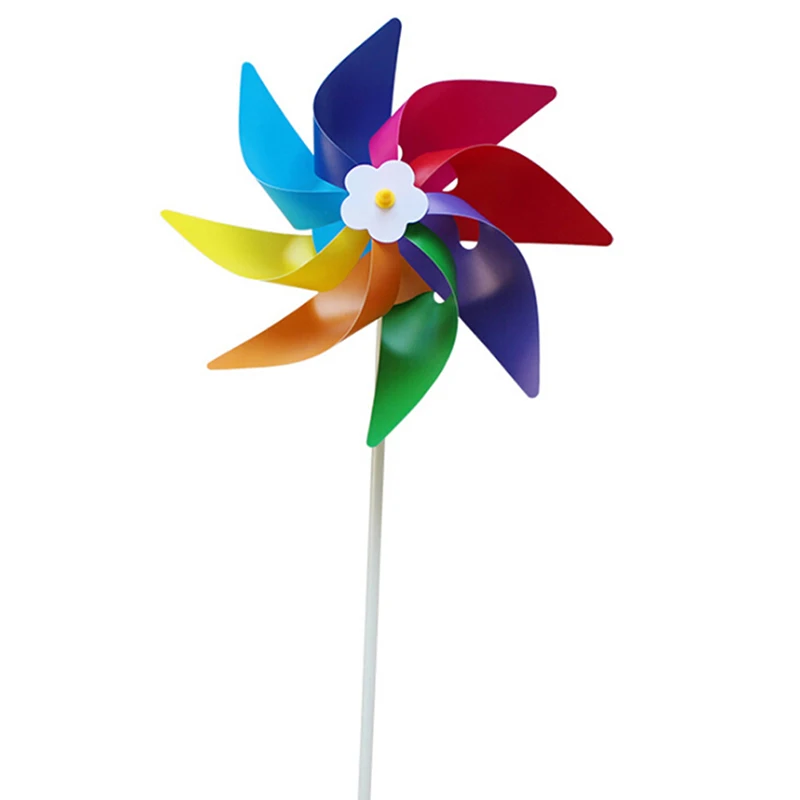 Plastic eight-leaf colorful children's toy windmill Color DIY Outdoor Windmill Spinner Ornament garden decoration Kids Toy Gifts