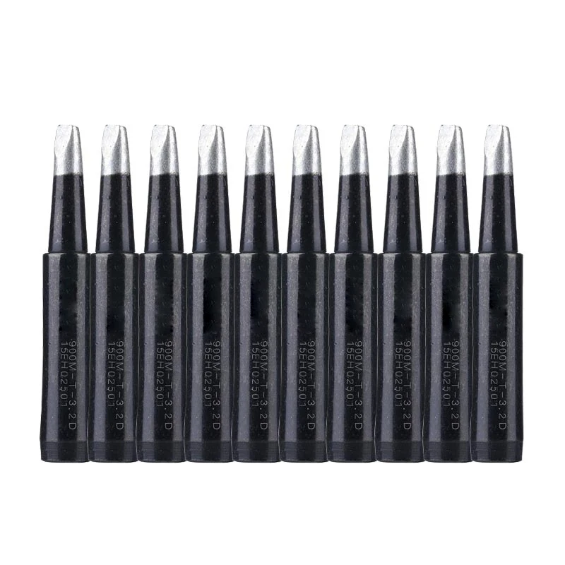 10Pcs/Lot Lead-free Soldering Iron Tips Black Metal 900M-T-3.2D Replacement Welding Head For Hakko 936 Rework Tool Kits