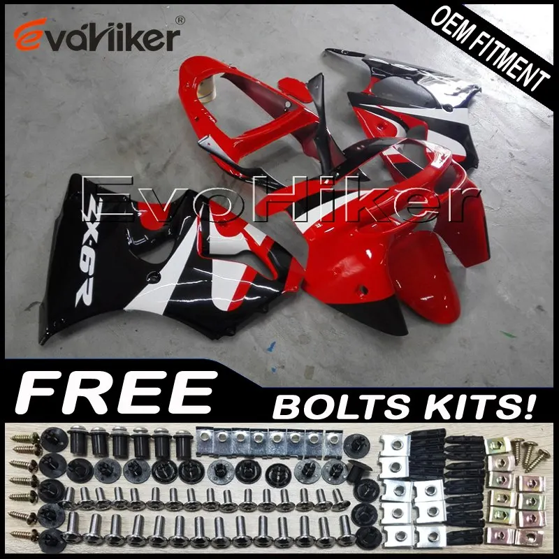 

ABS plastic Fairings for ZX6R 1998 1999 star red black ZX 6R 98 99 Body Kit motorcycle panels kit