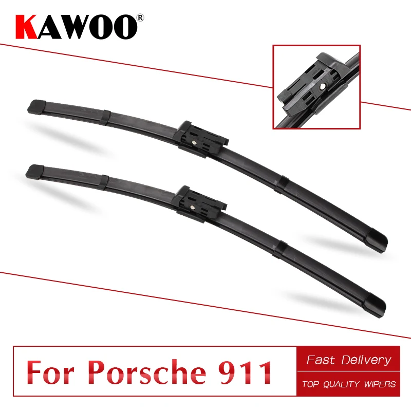 

KAWOO For Porsche 911(996&997&991),Model Year From 1997 To 2017 Car Rubber Windcreen Wiper Blades Fit Push Button/U Hook Arms