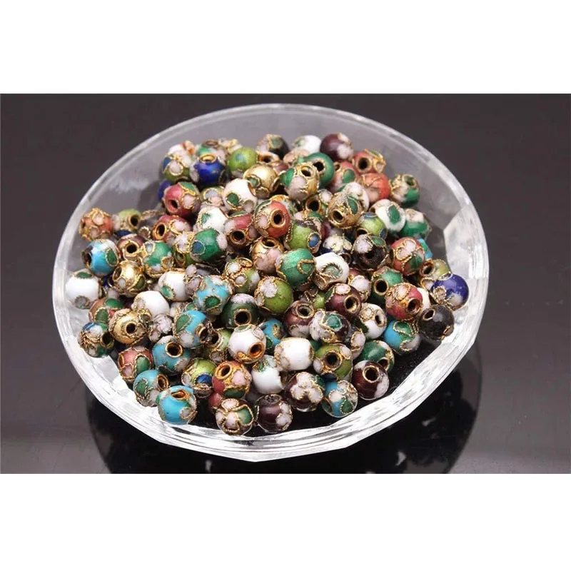 20PCS Cloisonne Enamel Beads Spacer Loose Metal Beads Jewelry Accessories for DIY Jewelry Making Bracelet Necklace(Mixed 8mm)