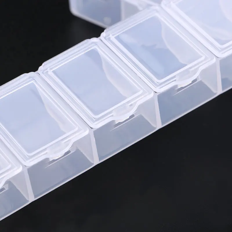 Contenedor de joyería rectangular con 7 ranuras, caja de almacenamiento de plástico, joyero para cuentas, pendientes, embalaje y exhibición, 1 Uds.