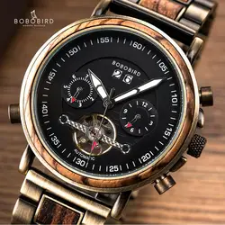 BOBO VOGEL Holz Uhren für Männer Automatische Mechanische Uhr Auto Datum Display Männliche часы мужские Sport Armbanduhr Geschenk Box