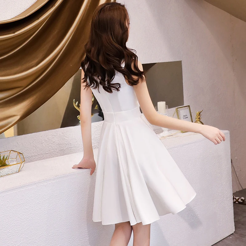 Short White V-Neck Prom Dress DongCMY Elegant Simple Plus Size Evening Party Sweet For Women