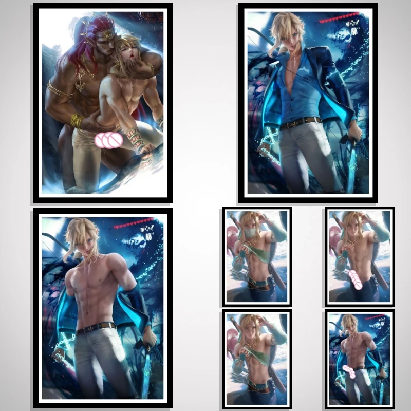 

Link Cartoon Ganon Sexy Nude Game Anime Art-Poster Prints Wall Picture Decoration Decor Silk Custom For Living Room Home