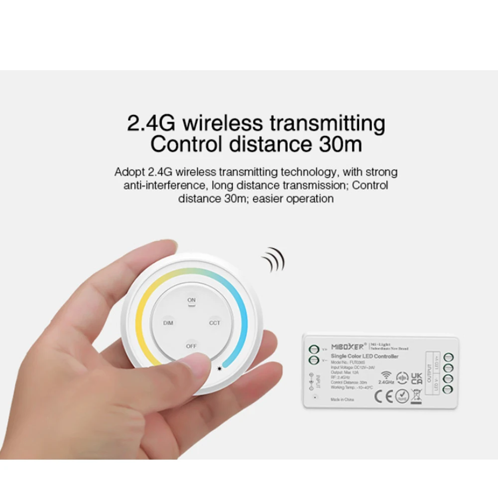 Miboxer DC12-24V FUT035SA 2.4G Sunrise Remote Control Rainbow Remote For Dual White/Single Color/RGB/RGBW/RGB+CCT LED Strip