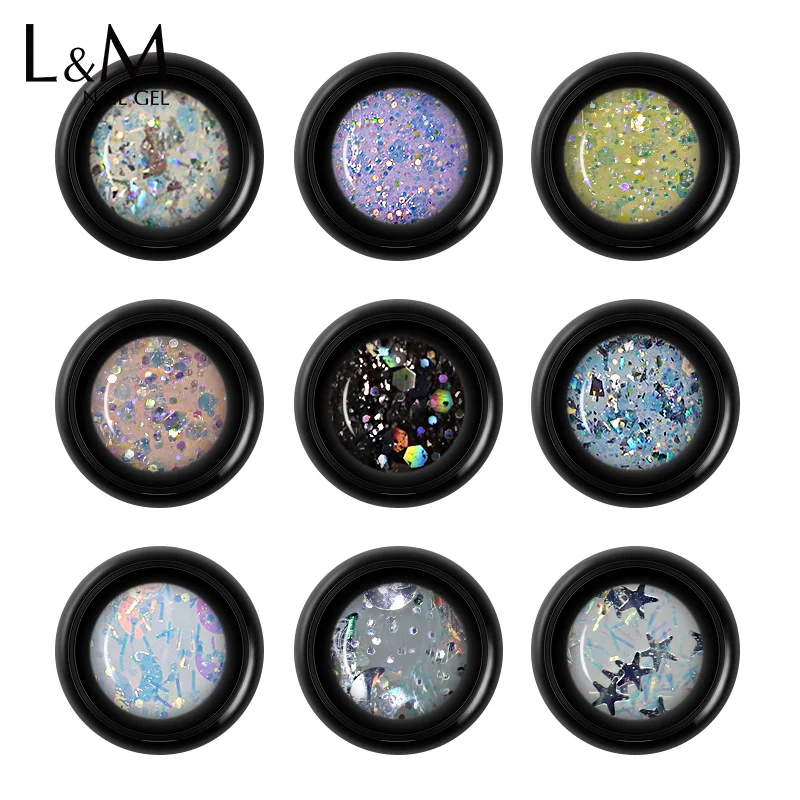 12 pcs/set ibdgel brand 8g black jar pure Color Decor series High quality Glitter gel nails polish UV art Painting gel polish