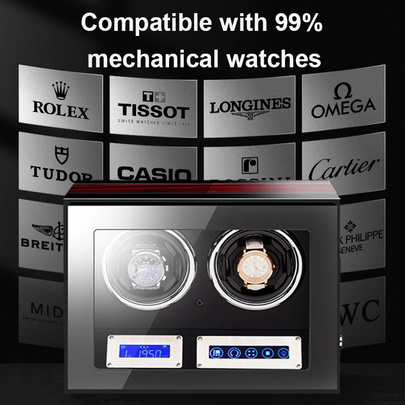 Luxury Automatic wood watch box watch winder with Mabuchi motor LCD touch  remontoirs de montres mechanical Watch winder box