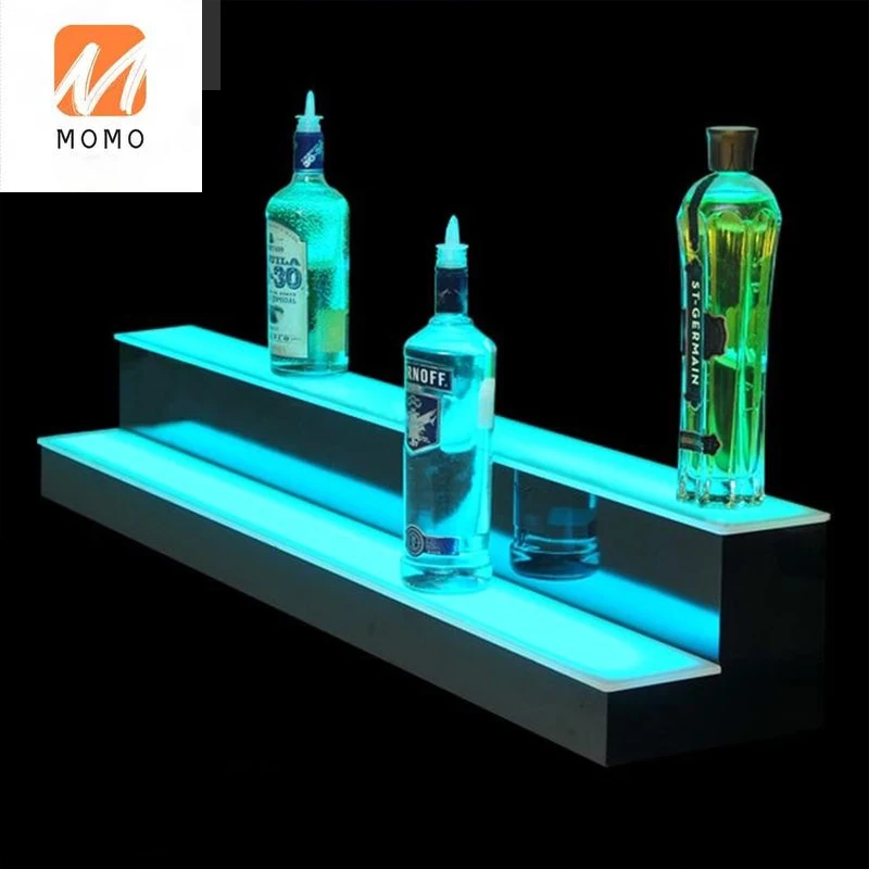 LED Wine Bottle Display Shelf for Bar Decoration Liquor Bottle Stand Rack Acrylic Bar Shelf LED