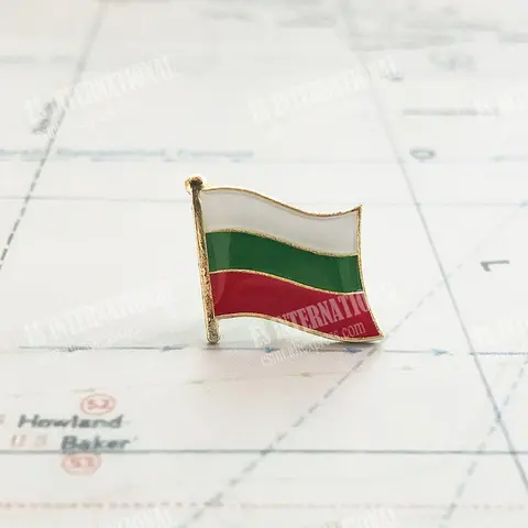 Bulgaria   National Flag Crystal Epoxy Metal Enamel Badge Brooch  Collection Souvenir Gifts Lapel Pins Accessories Size1.6*1.9cm