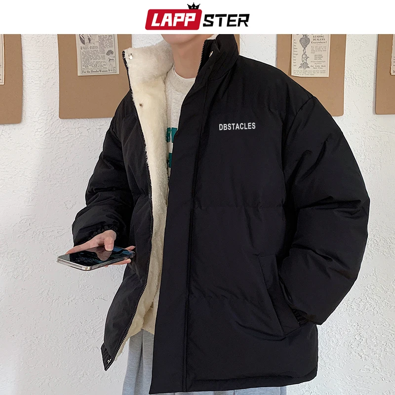 LAPPSTER Men Harajuku Korean Winter Puffer Jacket 2023 Mens Colorful Cotton Streetwear Bubble Coat Male Vintage Japanese Jackets