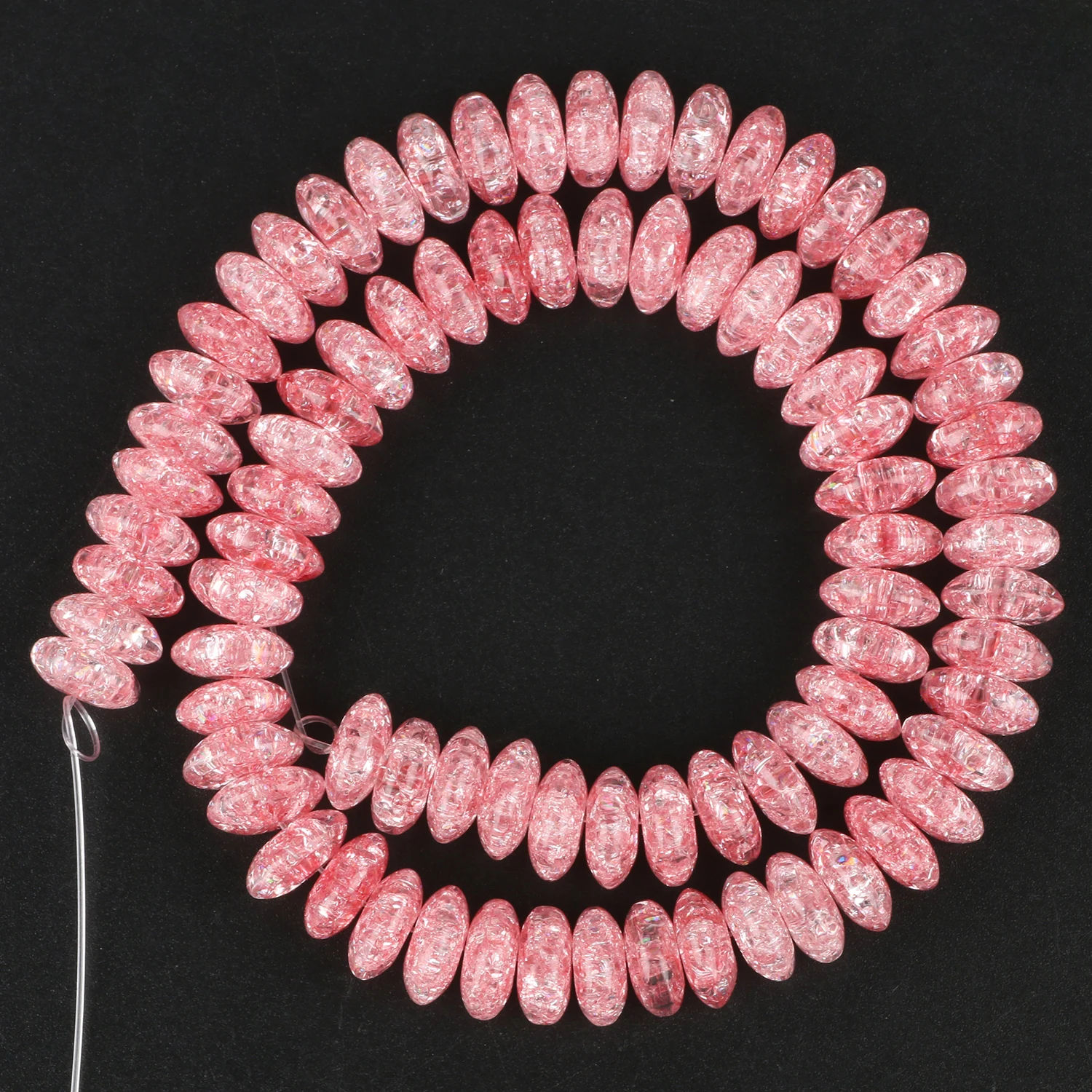 Natural  Watermelon Red Cracked Quartz Crystal Glass Beads Rondelle Loose Beads For Jewelry Making DIY Bracelets Necklace 15''