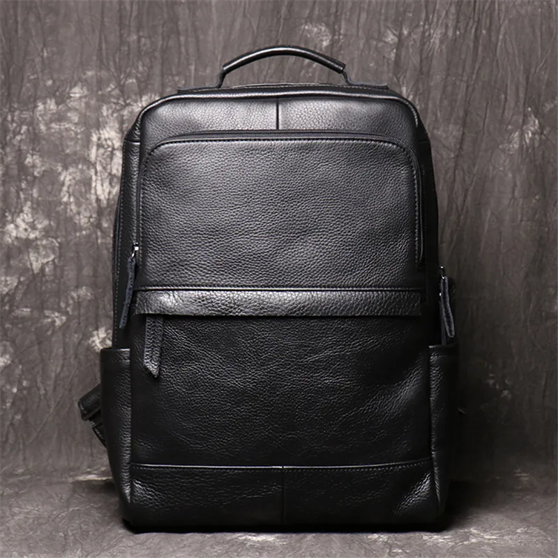 Imagem -05 - Nesitu-mochila Laptop de Couro Genuíno para Homens e Mulheres Vintage Marrom Preto Top Grão Bolsas de Viagem de Couro Novos M1051 14 Alta Qualidade