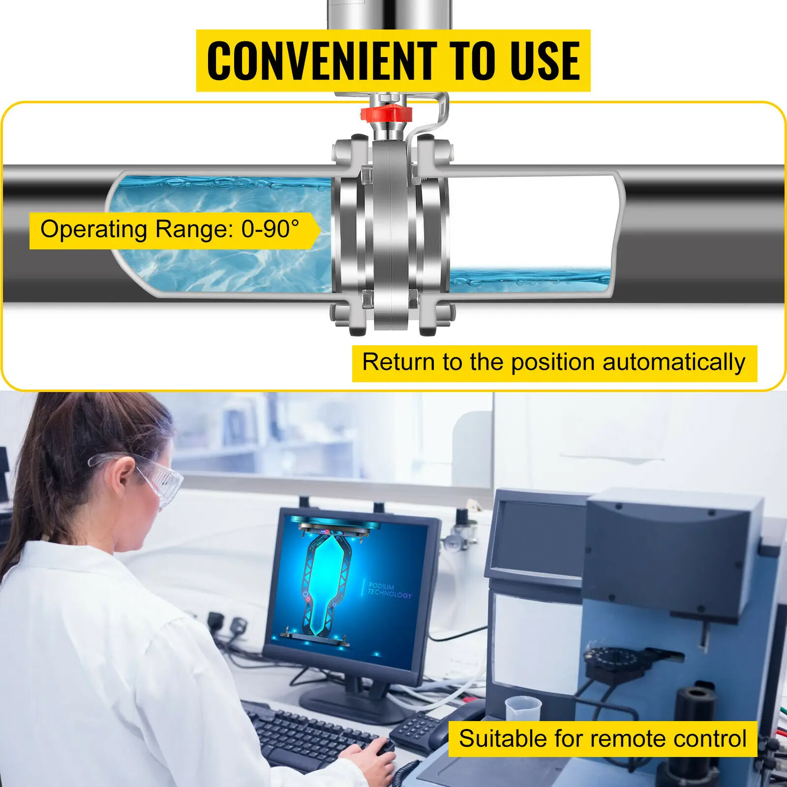 VEVOR Katup Kupu-kupu Aktuator Pneumatik Multiukuran Penjepit Tri Baja Tahan Karat Peralatan Mekanis Makanan Aman Sanitasi Nyaman