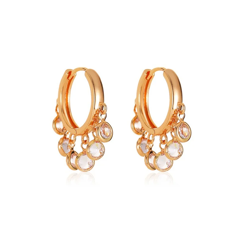 New Earrings For Women Simple Light Deads Small Ear Buckle Short Cute Temperament Tassel Zircon Hoop Earrings Women Gift Jewelry