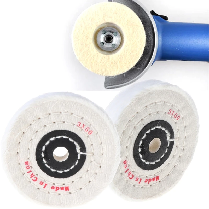 1PC 3\'\' White Cloth Buffing Polishing Wheels Buffer Polish Grinder Pad Wood Metal Polishing Tool for Abrasive Tools